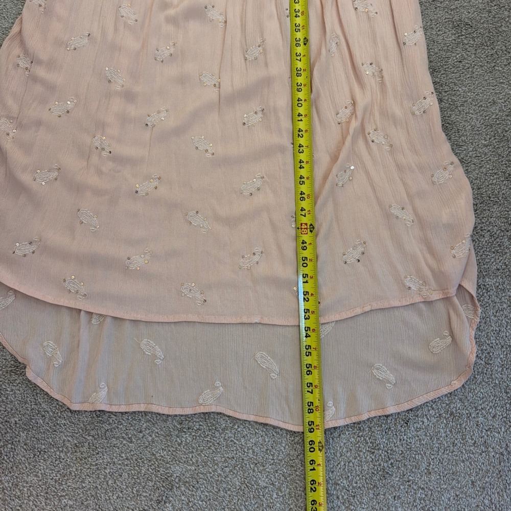 Muche‎ et Muchette Blush Pink Sequin Embroidered Asymmetrical Maxi Dress O/S - Picture 8 of 8